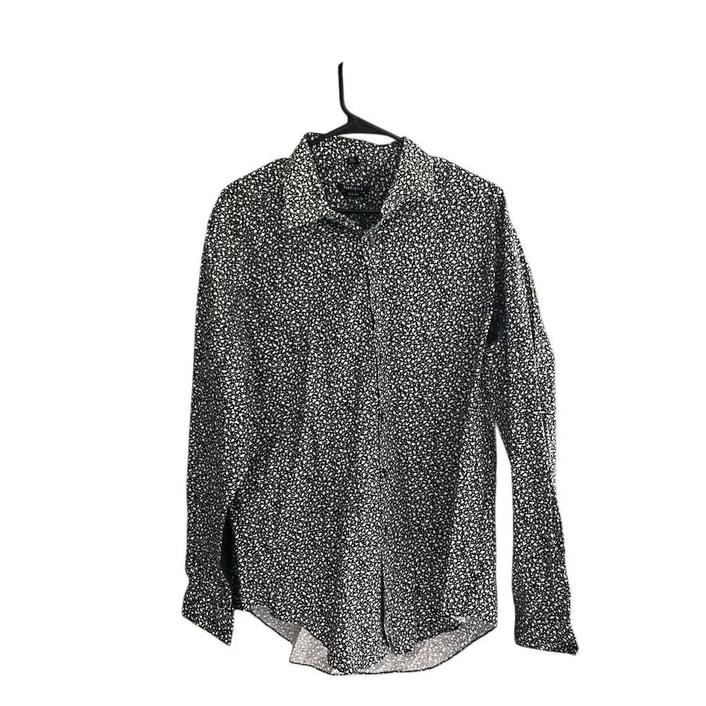 Van Heusen Men's‎ Slim Fit Floral Black Button-Down Shirt 17 34/35